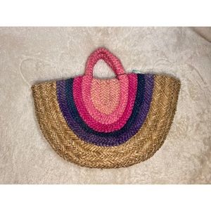SOLD Cute summer straw bag, pink, purple and blue